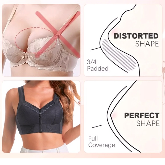 NWT Breathable air flow wireless comfort bra front snaps back shoulder support - Picture 2 of 3